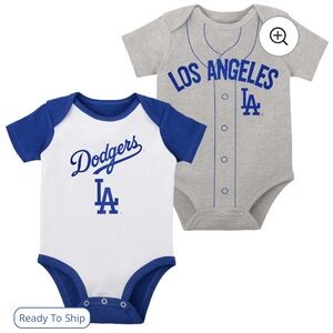 Los Angeles Dodgers - White/Heather Gray - Bodysuit Set - New - 24 months